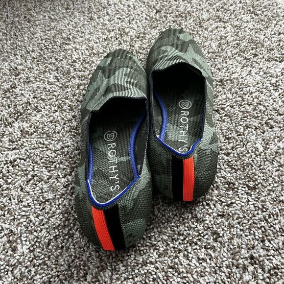 Rothy's Slip On Olive Camo Textile Size 7.5 The Loafer Flat Comfort Shoes - Picture 4 of 7